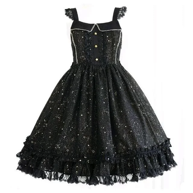 Lolita Sweet Black Starry Sky Print dress SY13171