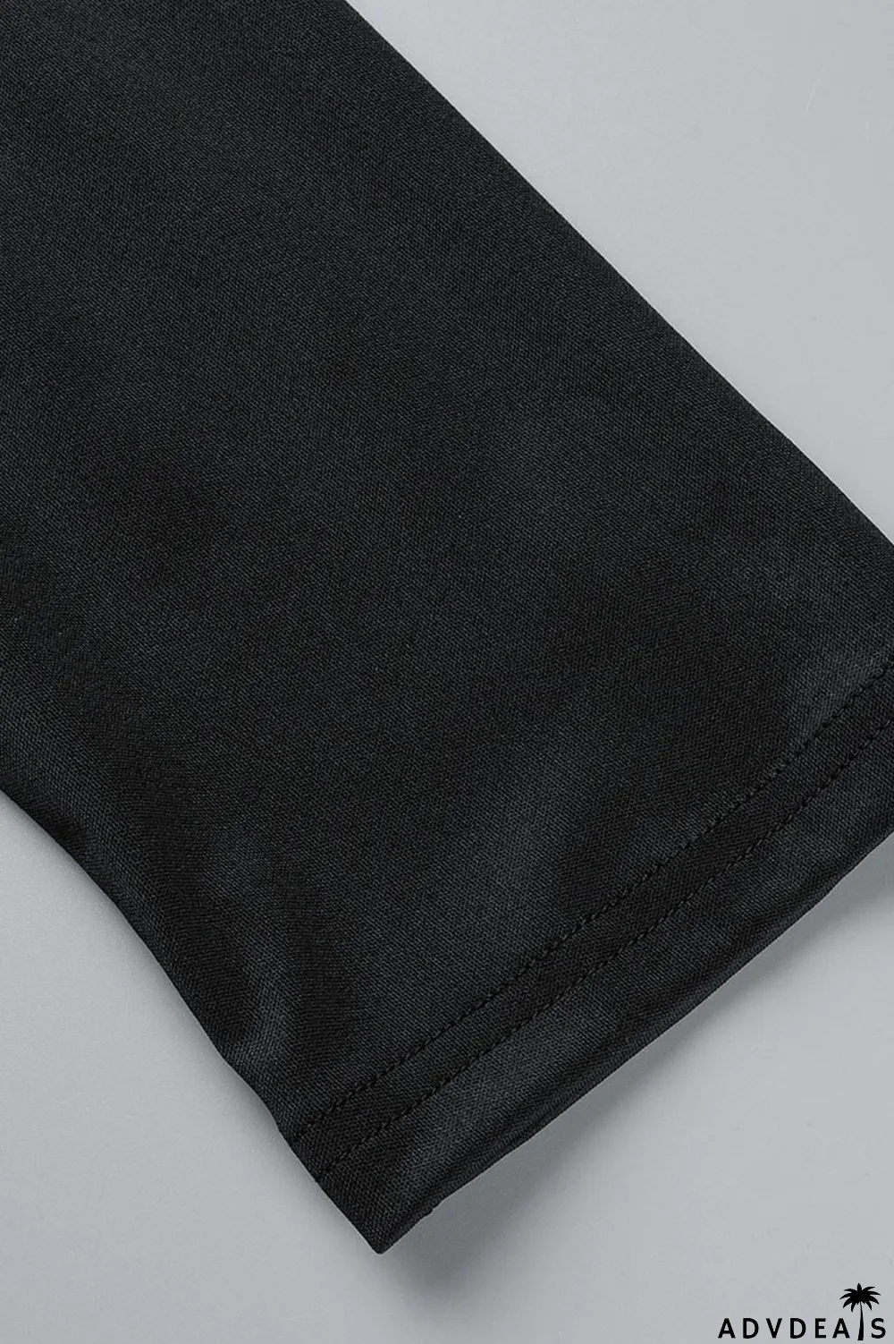 Black Casual Solid Patchwork Turn-back Collar Long Sleeve Two Pieces