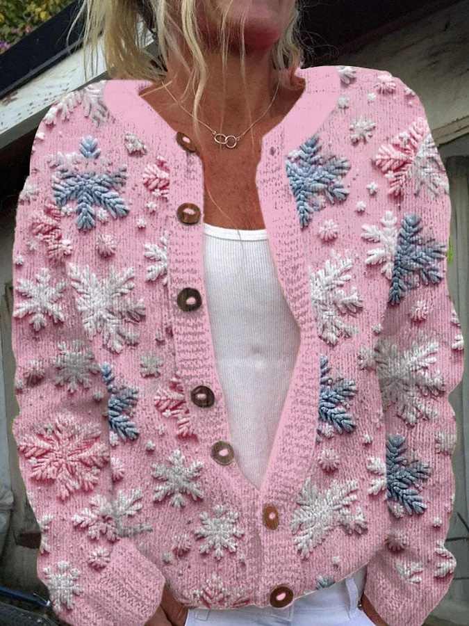 Women's Christmas Snowflake Merry Knit Cardigan