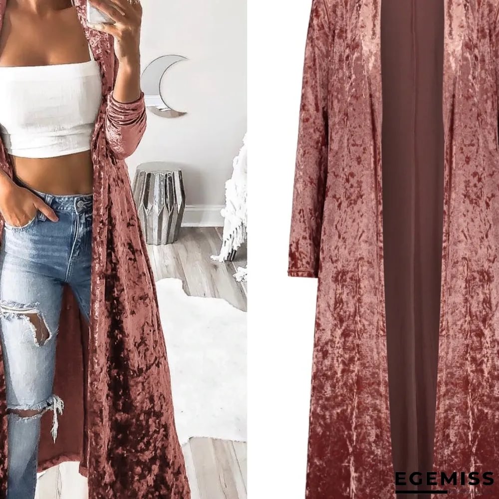 Long Sleeve Velvet Windbreaker Cardigan Coat | EGEMISS