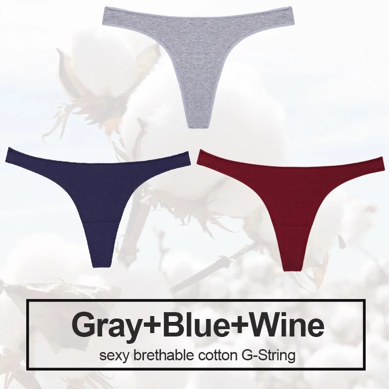 3PCS/Set Sexy Thong Women Panties Cotton Underwear Briefs Women G-String Female Underpants Lingerie Pantys Girls Femme Panties