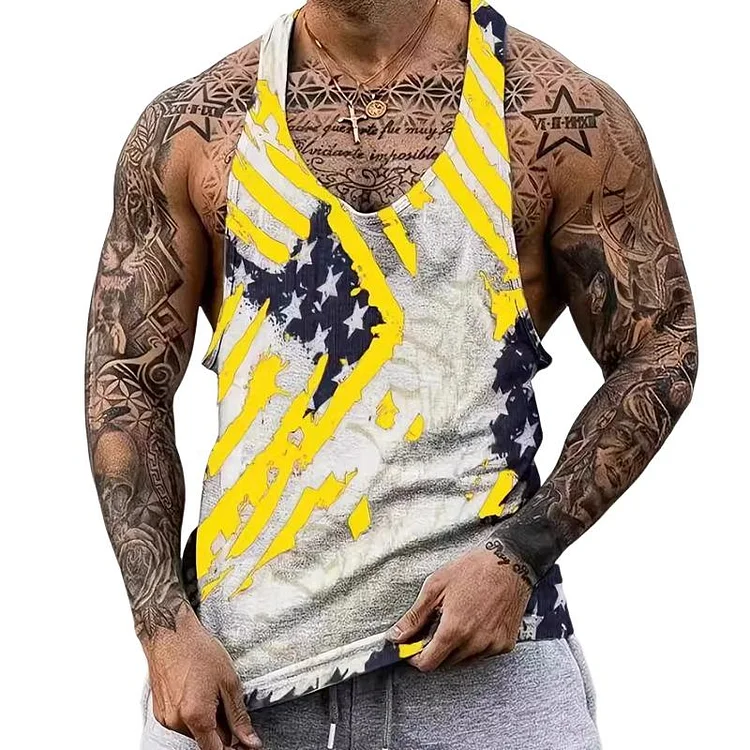 Men's Round Neck Printed Bottoming Tank Tops