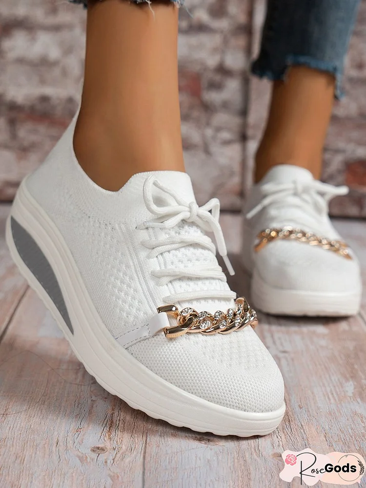 Chain Lightweight Platform Lace-Up Sneakers