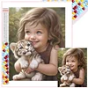 Diamond Painting -DIY Full Square Drill Girl with Pet(35x45cm)