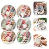 (US Local)6pcs Set Xmas Theme DIY Diamond Painting Coasters Kit with Holder Kit