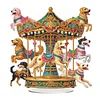(US Only)Acrylic 2D Flat Dogs Carousel DIY Desktop Diamond Art Kits Bedroom Table Decor