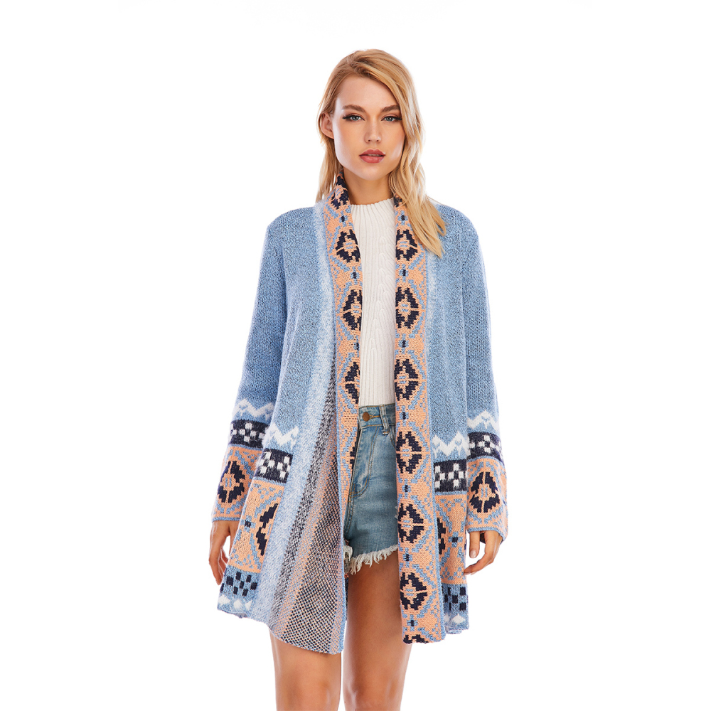 Women's Colorful Cardigan With Fringe Tassel And Pockets