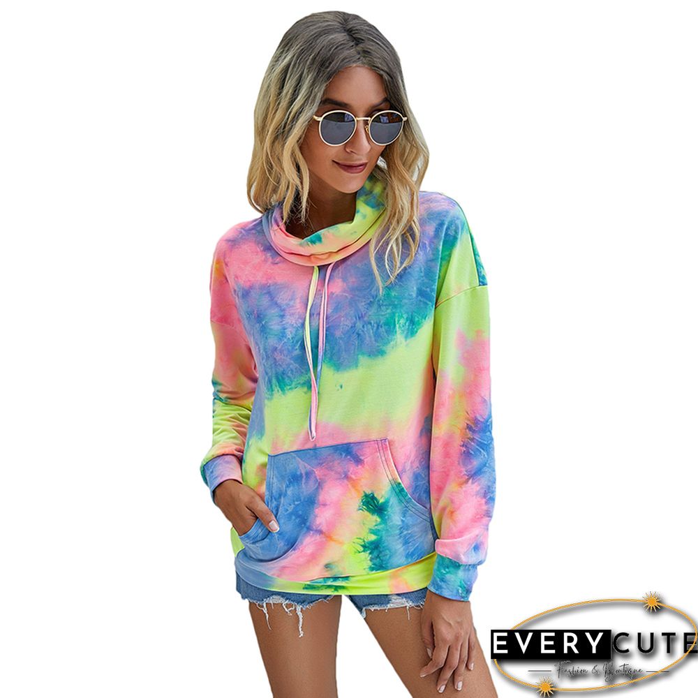Yellow Tie Dye Kangaroo Pocket Sweatshirt