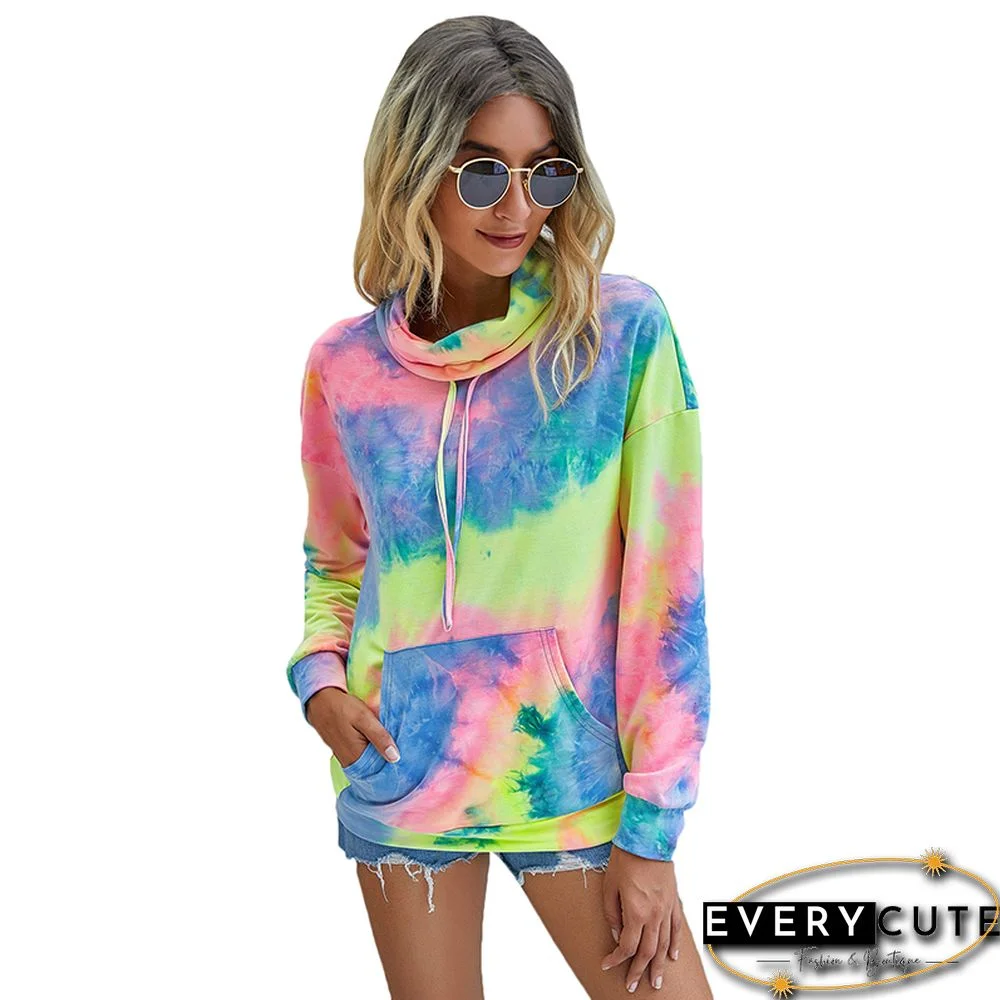 Yellow Tie Dye Kangaroo Pocket Sweatshirt