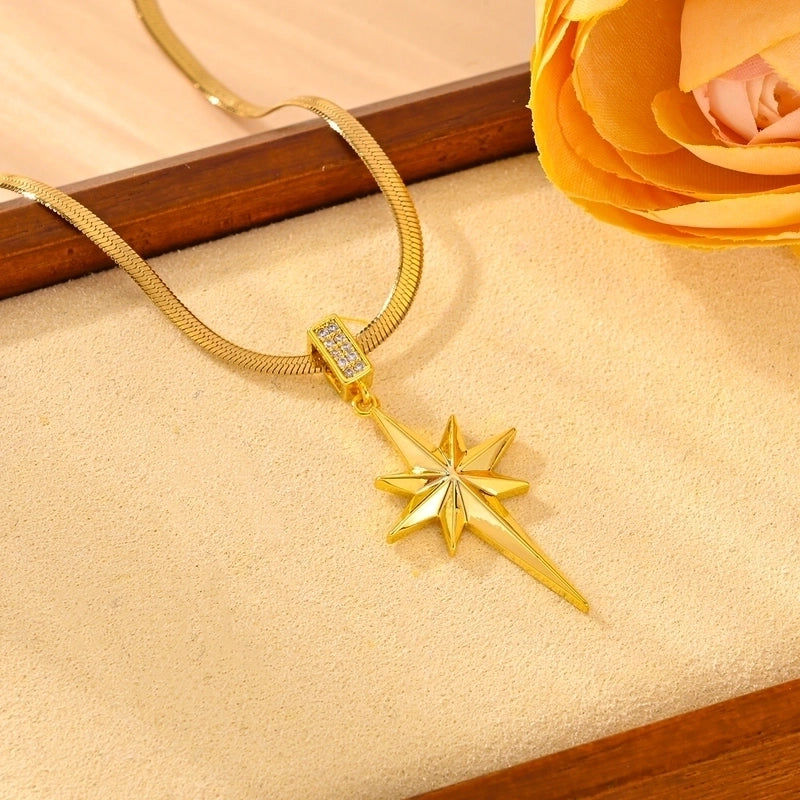 Minimalist Hexagram Titanium Steel Zircon 18K Gold Plated Plating Inlay Pendant Necklace