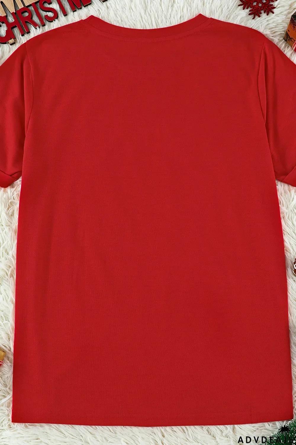 Red Merry Christmas Trees Graphic Print Short Sleeve T Shirt