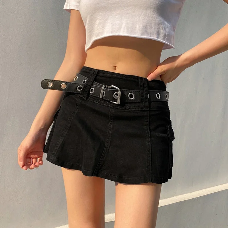 HEYounGIRL  Aesthetic Harajuku High Waist Mini Skirt Summer Casual A Line Hot Shorts Skirts Women Black White Gothic Kawaii