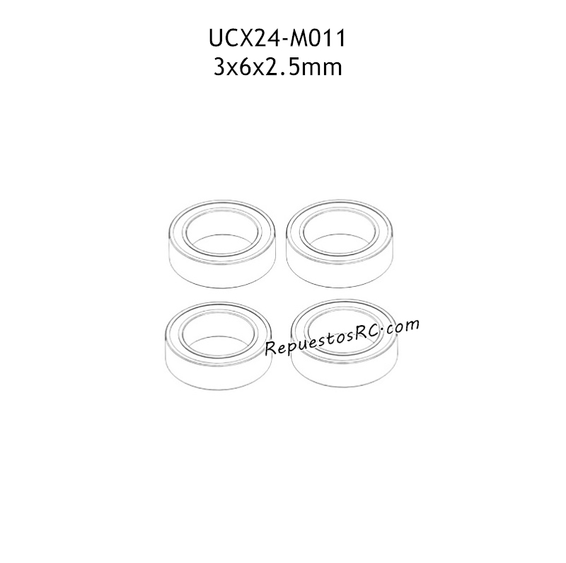 UDIRC UCX2402 Piezas de juguetes RC 3x6x2.5mm Rodamiento de Bolas UCX24-M011