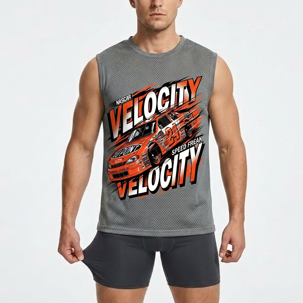  Men's American-style racing-inspired casual printed sleeveless vest Avantcool