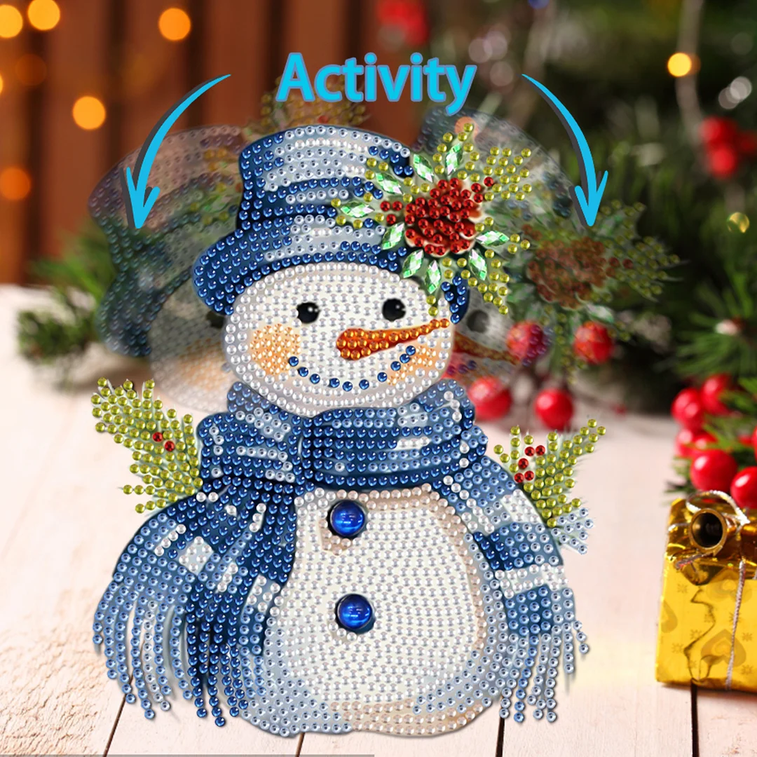Snowman DIY Acrylic Shaking Head 5D DIY Diamond Art Tabletop Ornament Home Decor