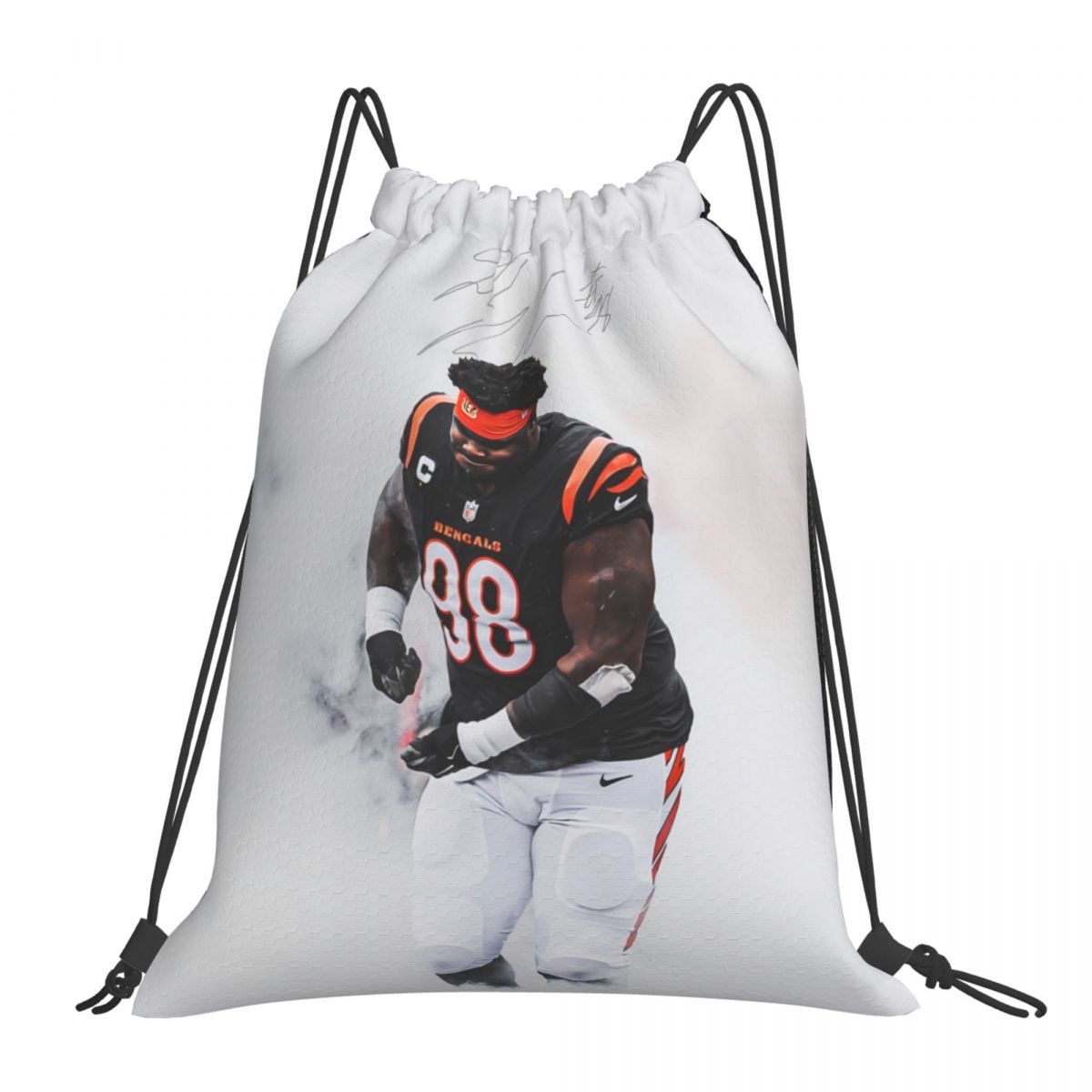 Cincinnati Bengals DJ Reader Unisex Drawstring Backpack Bag Travel Sackpack