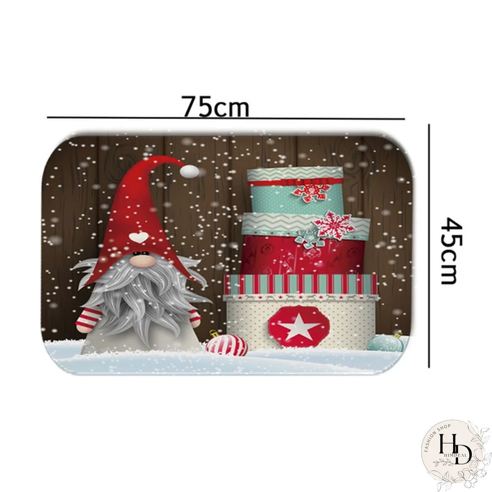 Christmas Elf Printed 1.8x1.8M Shower Curtain Toilet Cover Mat Bath Rugs Door Mat Bathroom Christmas Decoration