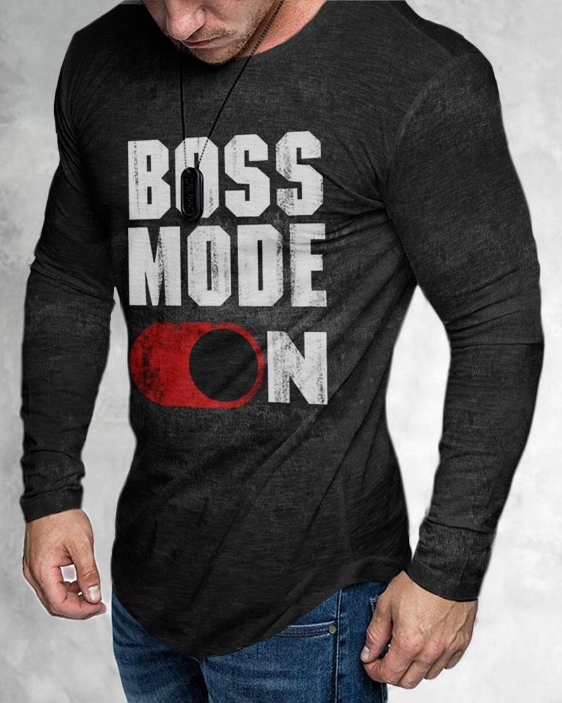 men's casual letter printing long sleeves