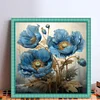 Blue Poppy Flower-11CT Stamped Cross Stitch 40*40cm