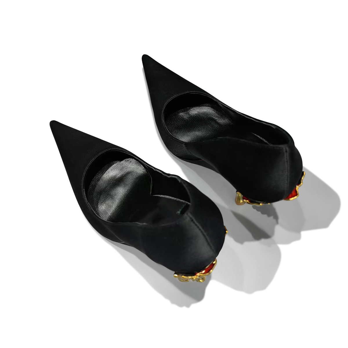 100mm Women's Heel Strappy Pumps Metal Heel Red Bottom Shoes-MERUMOTE