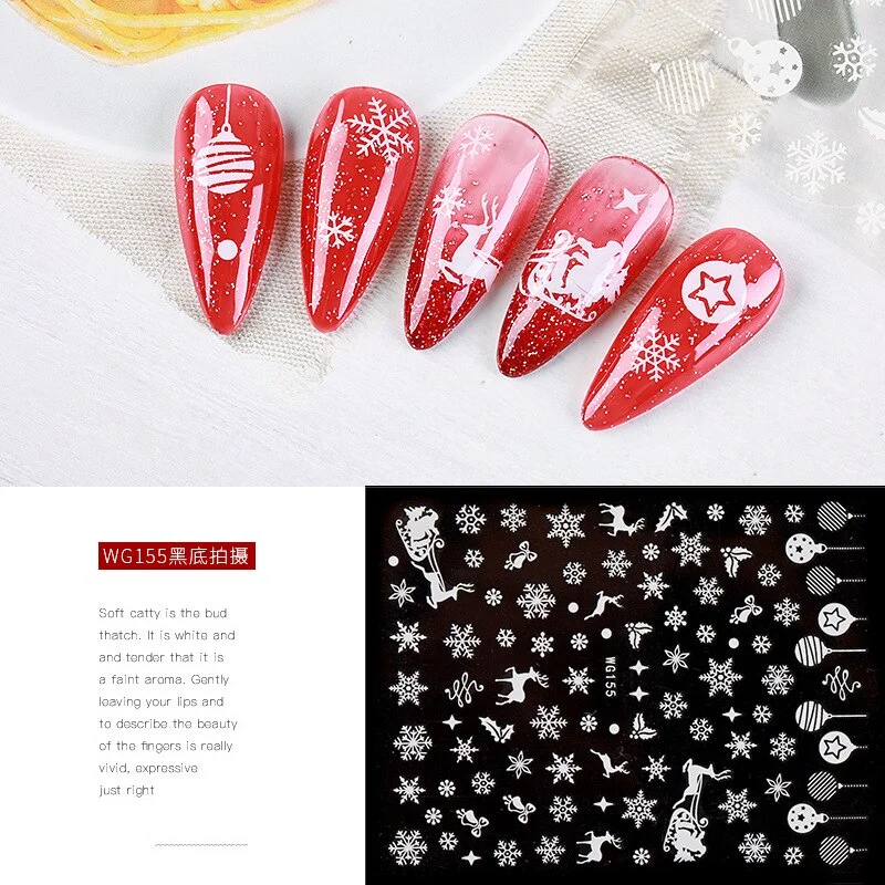 Christmas Winter Snowflake Nail Art Applique Decoration Self-adhesive Nail Stickers Manicure Design White Snowflake Sticker