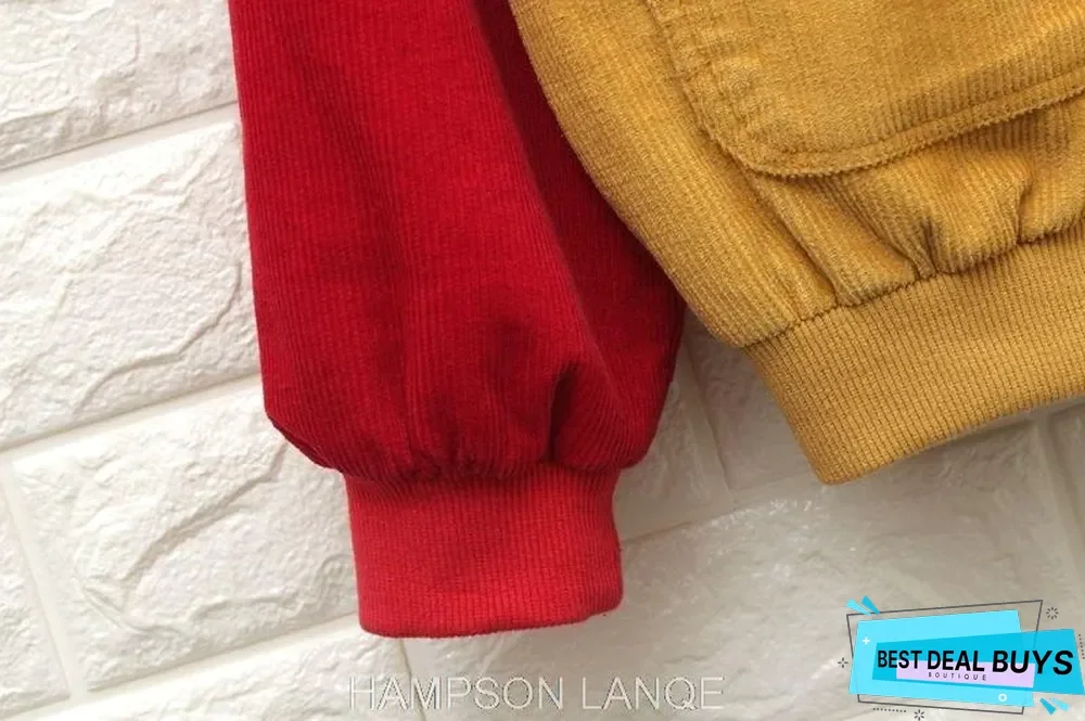 Women matching jacket coat hooded corduroy baseball clothing casual jacket