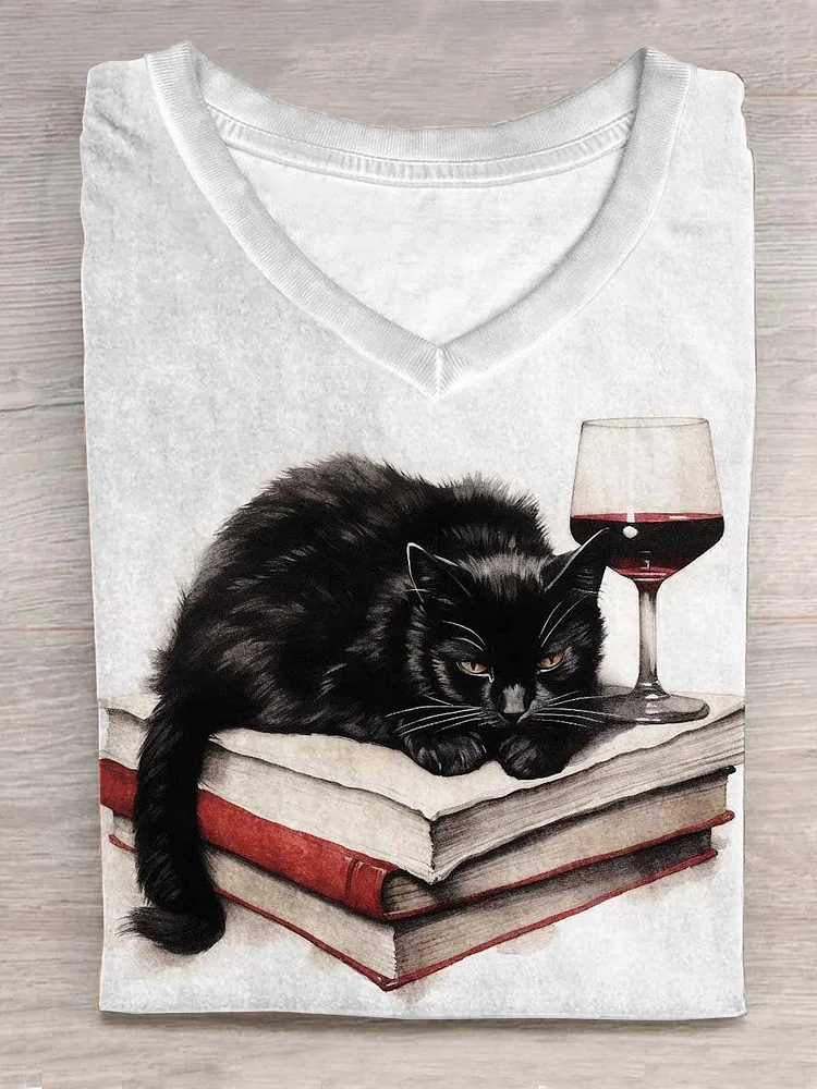 Funny Cat Animal Art Print Casual T-shirt