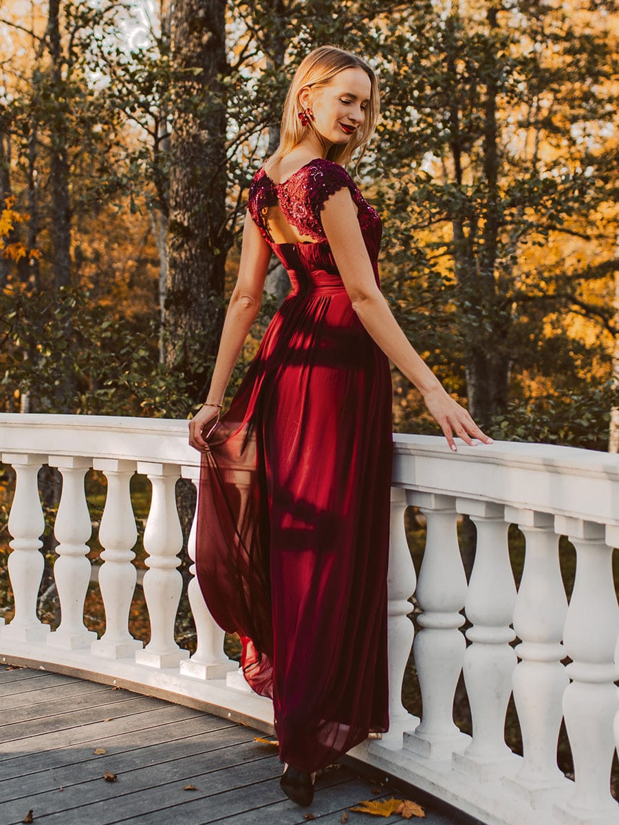 Sophisticated Lace Detail Evening Gown