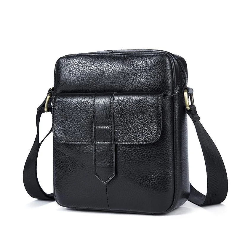 Mens Fashion Messenger Bags Classic Leather Business Crossbody Packs