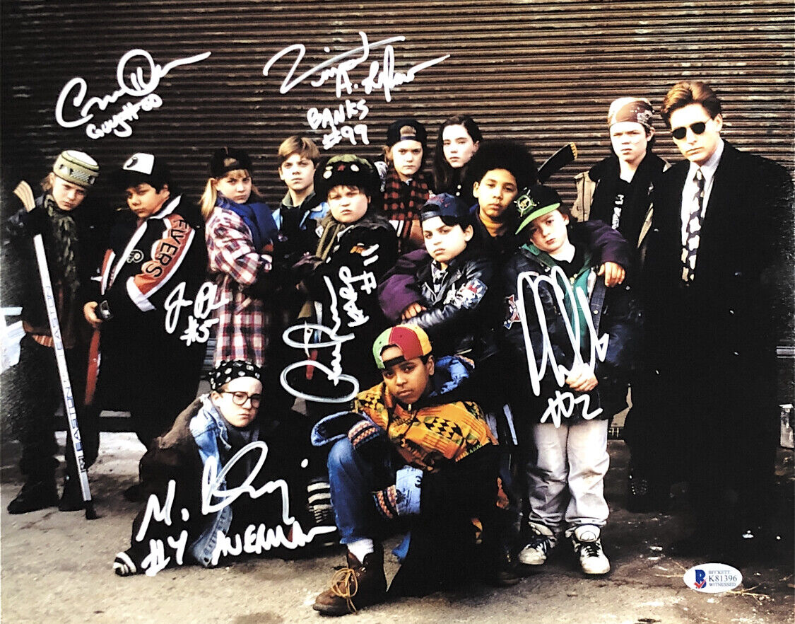 THE MIGHTY DUCKS HAND SIGNED AUTOGRAPHED 11X14 Photo Poster painting BY 6 WITH BECKETT COA RARE