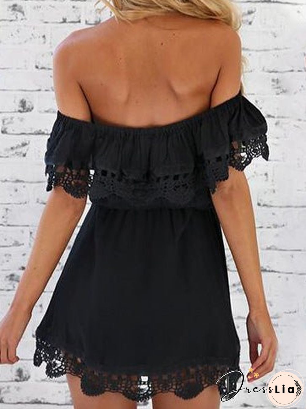 Women'S Dresses One-Shoulder Lace Mini Dress