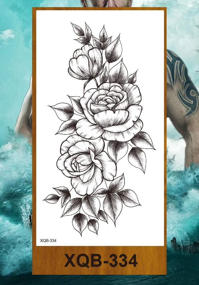 Temporary Tattoo Stickers Women Girl Arm Buttocks Chest Art Fake Tatoo Flowers Chain Body Makeup Waterproof Lily Chrysanthemum