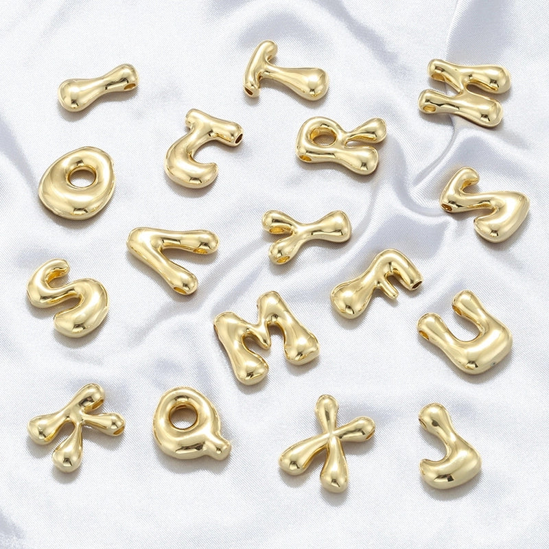 1 Piece 21mm Copper 18K Gold Plated Letter Beads