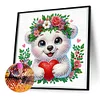 Flowers and White Bear - Crystal Rhinestone Diamond Painting