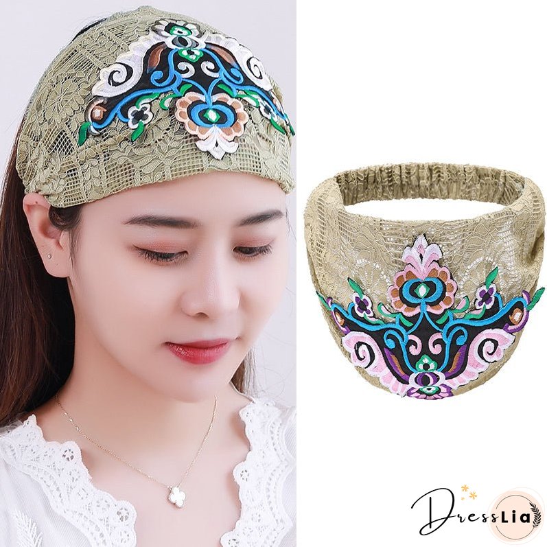 Women's fashion trends in hairband ethnic headdress embroidered hair accessories