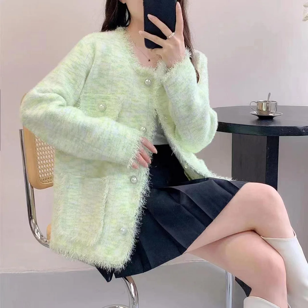 Churchf Churchf Fragrant Wind Fashion Coat Female Spring And Autumn Loose Tassel Short Money Outside The New Imitation Mink Velvet Cardigan