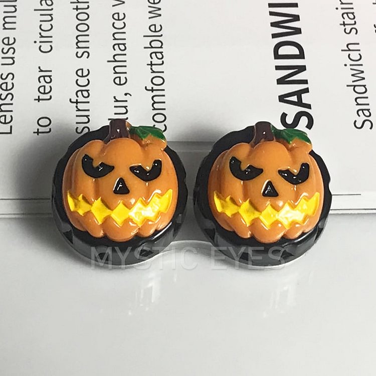 Double Pumpkin Head Contact Lens Container