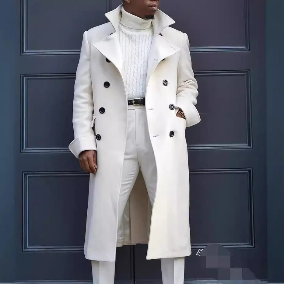 Uveng Uveng New Fashion Solid Color Collar Long-Sleeved Gentleman Coat Autumn And Winter Loose Coat In The Long Wind Coat