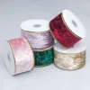 Velvet Golden Wire 5 / 6.3cm x 5 yards Christmas Gift Wrapping Ribbon