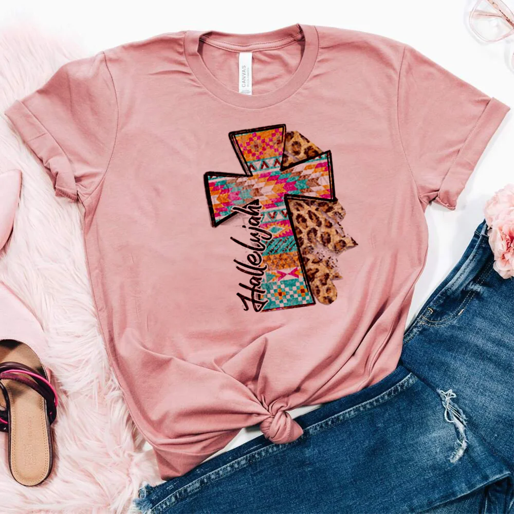 Retro geometric cross women's graphic tees