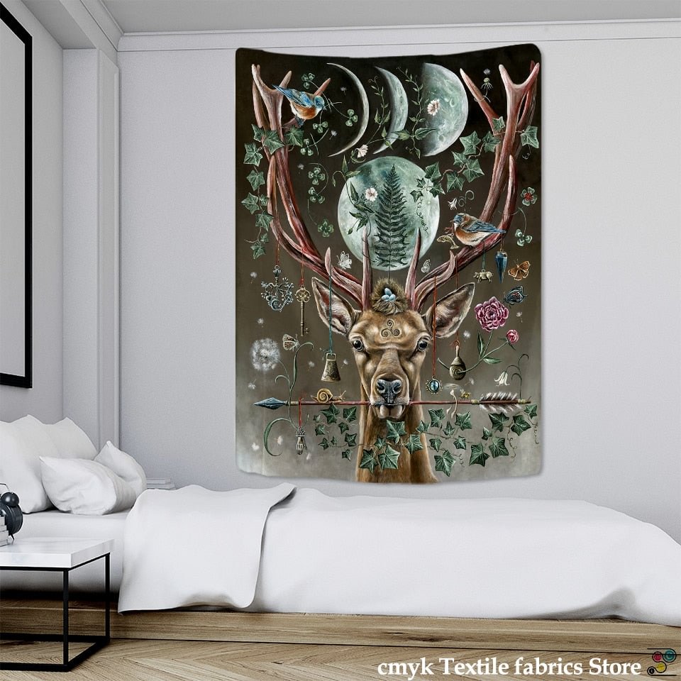 Forest Elk Tapestry Wall Hanging Mount Bohemian Psychedelic Witchcraft Mystery Hippie Bedroom Sheet Home Decor