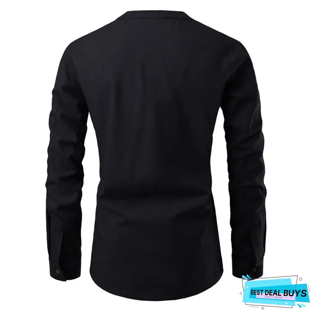 Men's Casual Pullover Long Sleeve Shirt