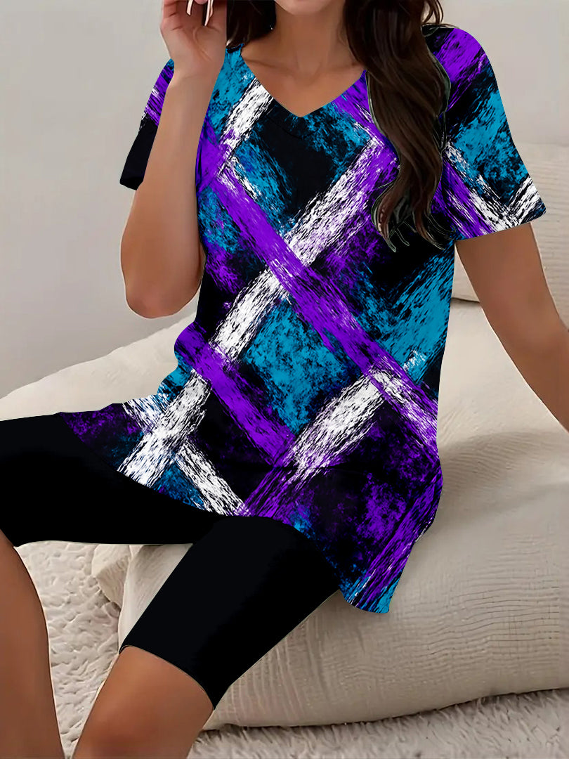 Women Long Sleeve V-neck Graphic Floral Printed Top