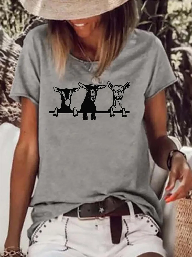 Funny farm goat Raw Hem Tee