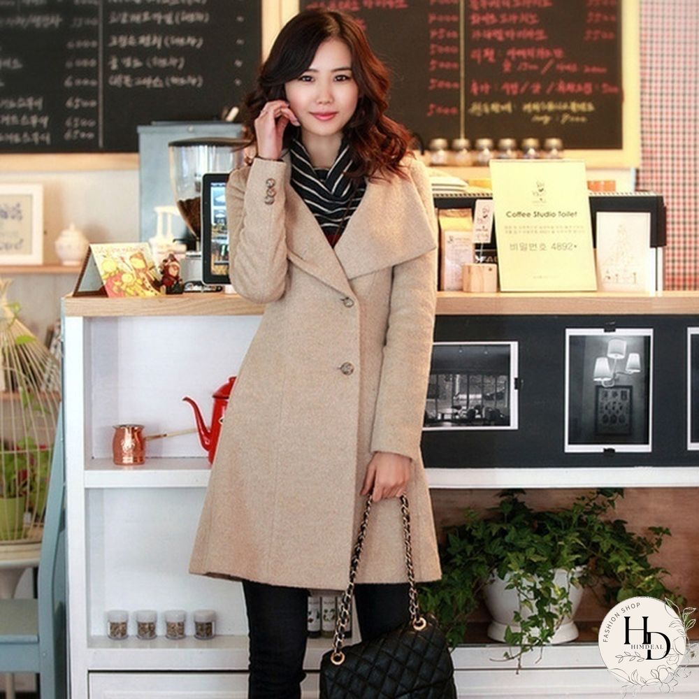 Winter  Wool Trench Coats Belted Coat For Women