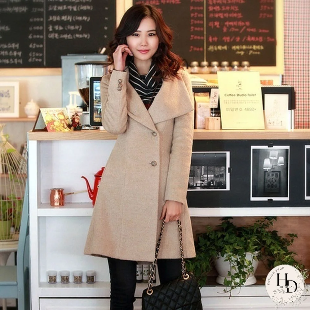 Winter  Wool Trench Coats Belted Coat For Women