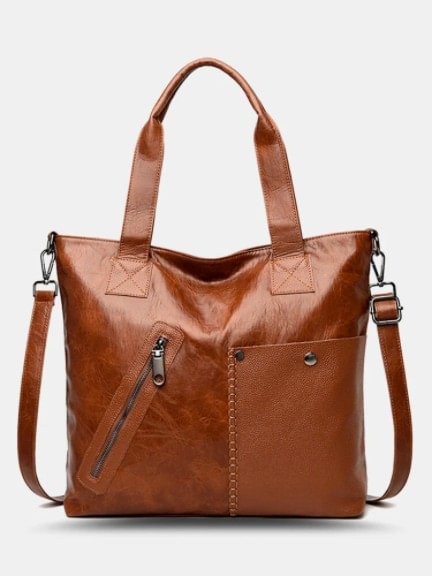 Vintage Anti Theft Front Zipper Pocket Large-capacity Handbag