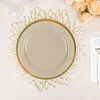 10 Pack | 10" Regal Taupe and Gold Round Plastic Dinner Plates