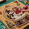 (20x20cm)mas Snow Globe DIY Pearl Painting Art With Inner Wooden Framed Kit