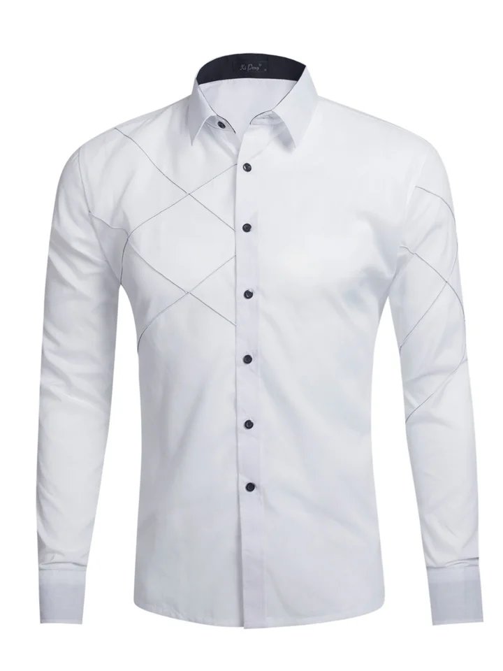 Long Sleeve Men's Shirt Solid Color Standing Collar Formal Shirt White Black Pink Blue Red | 168DEAL